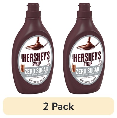(2 pack) Hershey's Zero Sugar Chocolate Syrup, Bottle 17.5 oz