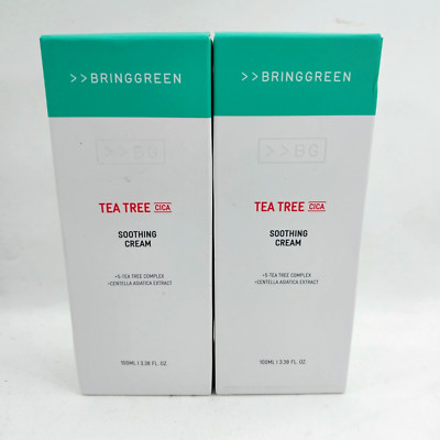 2x BRING GREEN Tea Tree Cica Soothing Cream 3.38oz Brightening , Moisturizing