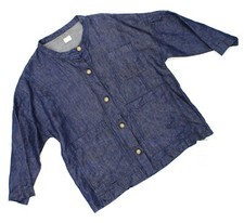 Nwt - Poetry Women's Linen Unlined Dyed Patch Pocket Indigo Jacket - Us 10