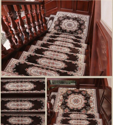 Elegant Floral Self-adhesive Stairs Carpet Non-Slip Rug Stair Treads 32''X 9.5''