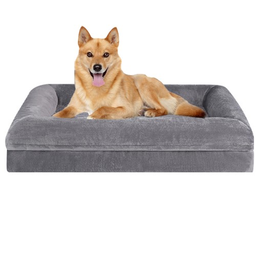 XX-Large Dog Bed Orthopedic Foam Dark Gray Pet Sofa w/ Removable Bolster & Cover - Picture 3 of 10