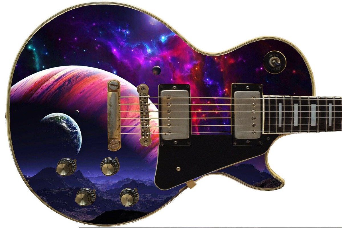 Guitar Skin Axe Wrap Bass Reface Electric Pink Orange Purple