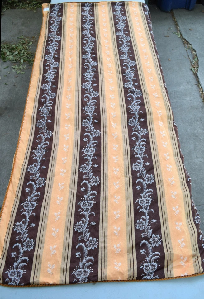 Cubierta de almohadilla a rayas florales marrón naranja vintage años 50 Japan Life International 36 X 75 Foto 4 de 4