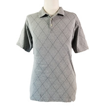 David Taylor golf polo shirt men's large Gray Argyle Diamond short sleeve