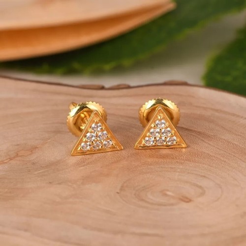 Certified 14K Solid Gold Pave Diamond Stud Earrings For Mom Sister Wife Gifts - Picture 3 of 9