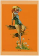 Vintage 1950s Brown & Bigelow Earl Moran Pin Up Print She's A Daisy