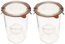 Set of 2 WECK 743 Glass Storage Jars 3 4 Liter Wide Mouth Airtight Seal