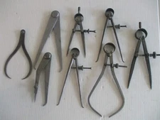LOT OF 8 INSIDE/OUTSIDE SPRING CALIPERS/DIVIDERS OTHER LUFKIN RULE OTHER