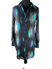 Kirna Zabete target Medium Printed Button Front Chiffon Shirt Dress sheer sleeve