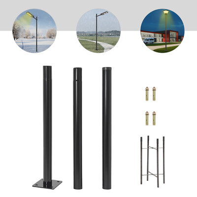 Outdoor Street Light Pole Courtyard Parking Lot Lighting Lamp Post W/Ground Cage