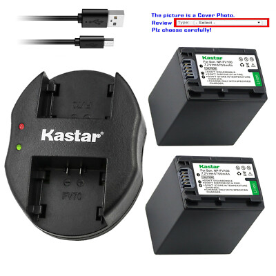 Kastar Battery Dual Charger for Sony NP-FH100 Sony DCR-SR100 DCR-SR190 DCR-SR200