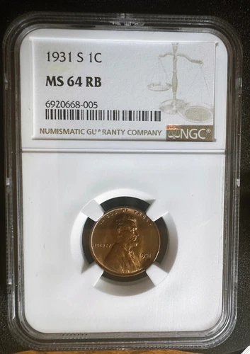 1931 s lincoln cent NGC MS 64 RB
