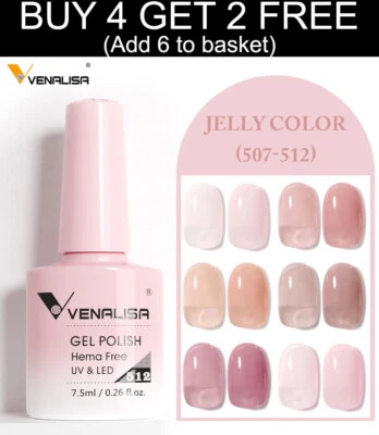 VENALISA Hema Free UV LED Soak Off Nail Gel Polish Jelly Shades Semi Transparent