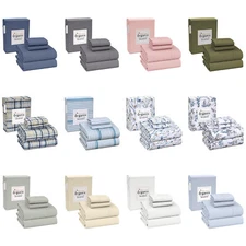 4 Piece 100% Organic Cotton Bed Sheet Set Deep Pocket 200 Thread Count Cozy Soft