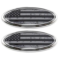 2pcs 9inch For Ford F150 US Flag Front Grille Tailgate Emblem Oval Badge Decals