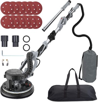 800W Electric Drywall Sander Variable Speed 800-1800RPM with 12Pcs Sanding Discs