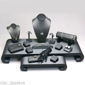 LOTS 26 Pcs GREY LEATHER DISPLAY SET SHOWCASE COUNTER TOP JEWELRY DISPLAY STAND