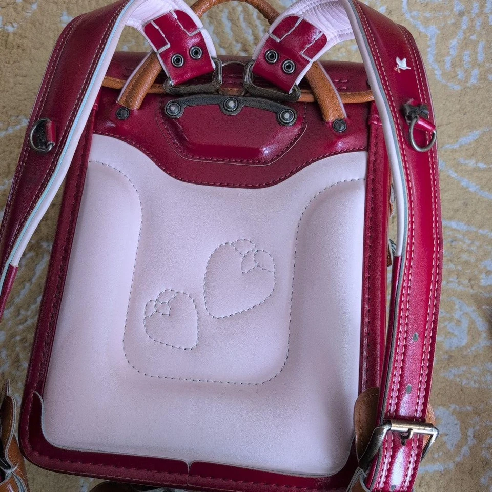 Bolsa escolar Nino Y Nina japonesa Randoseru (mochila), vermelha, bordada - Imagem 4 de 4