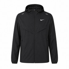 Nike Windrunner Jacket Mens Black Hooded Windbreaker Zip Running Dri Fit