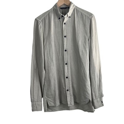 Antony Morato Mens Linen Cotton Button Down Shirt Grey XS Coastal Resort