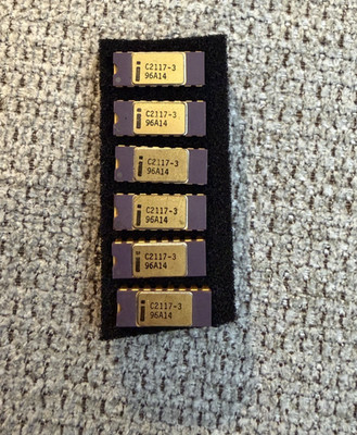 Lot of 6 Intel C2117-3 Ceramic DRAM ICs Gold Lid Vintage Memory Chips 1024-bit