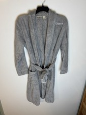 LL Bean Bathrobe Mens Small Gray Terry Cloth Belted Shower Embroidered Gramma