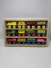 Play 2 Engines  Train Cars Wooden Train Set New Sealed 6006 Colorful
