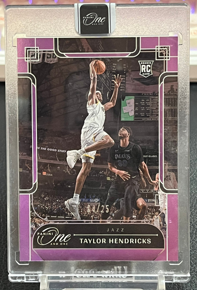 Taylor Hendricks 2023-24 Panini One And One 04/25 Purple RC Jazz #128