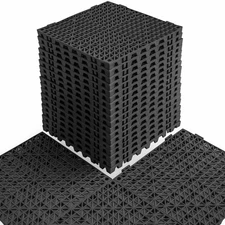 18 Pack 12" x 12" Modular Interlocking Floor Mats, Soft PVC Non-Slip Drainage...