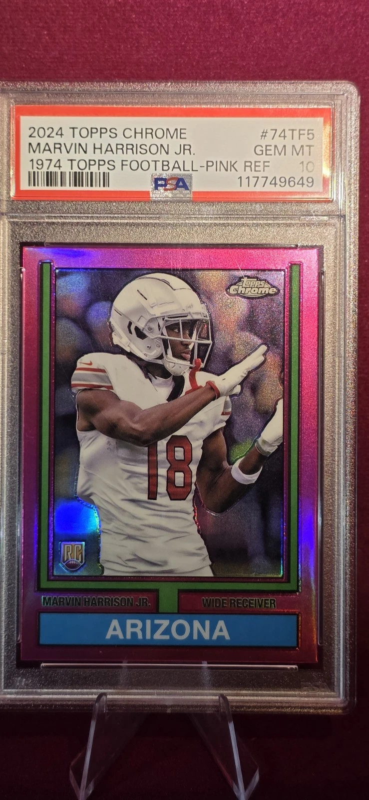 Marvin Harrison Jr. Topps Chrome 1974 Topps Football #74TF5 Pink Refractor