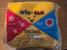 Vintage Yellow Thermal Blanket 72x90 Waffle Weave Satin Trim NOS New Sealed MCM