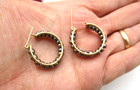 14K Yellow Gold Gray Silver Pearl Hoop Earrings 6.9 Gr [E382] — photo 5