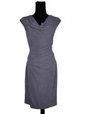 Jessica Howard Metallic Silver Glitter Ruched Dress | Size 14 Stretch Cocktail