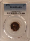 Photo of a 1938-P Lincoln Wheat Cent Proof from an eBay sale
