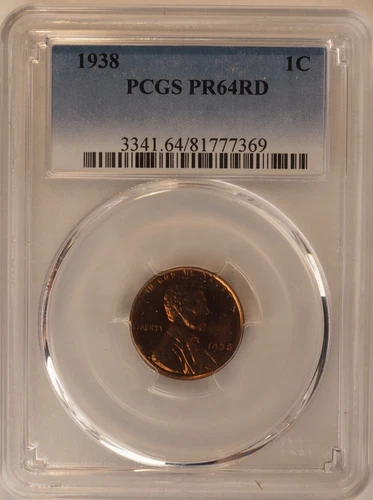 Photo of a 1938-P Lincoln Wheat Cent Proof from an eBay listing that sold on Jul 21, 2026