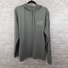 Vineyard Vines Men's Performance Long Sleeve Hooded Shirt Size Small Gray