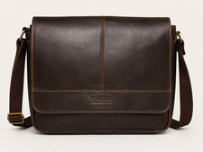 Vintage Dark Brown Leather Messenger Briefcase Laptop Shoulder Bag 15"