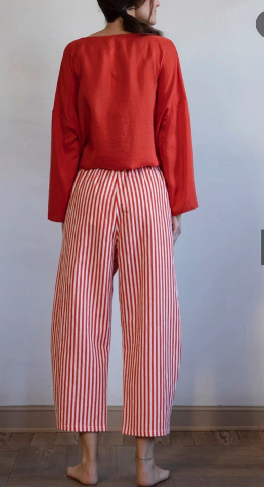 ApuntoB 100% Linen Pants From Italy. Orange And White Boxed Pattern.