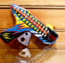 Vintage Tin Friction Space Gun Toy Sparkler S.G. Made in Japan