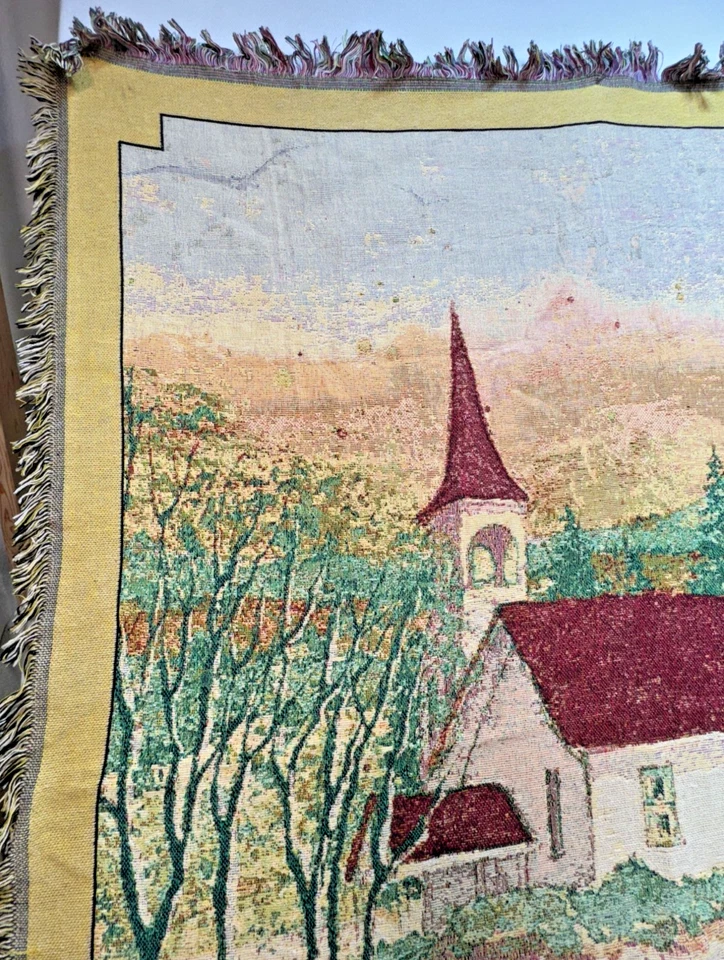 Caring Keepsakes Amazing Grace Rustic Scenery Tapestry Throw Blanket Fringe Trim - Image 3 of 4