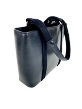 Cole Haan Black Leather Tote Handbag Purse Shoulder Bag, Pockets Logo Smooth