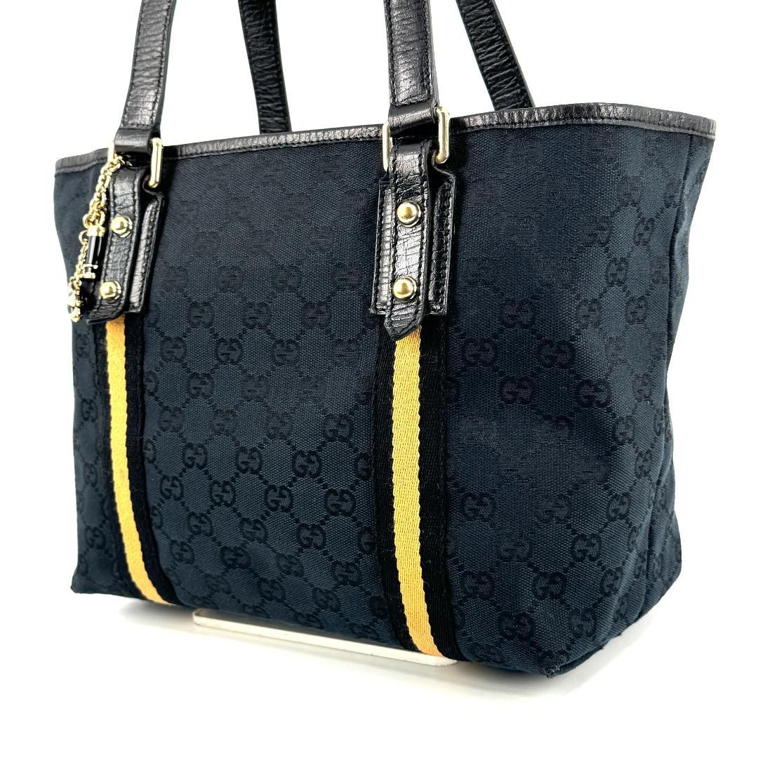 Gucci Mini Tote Bag GC Pattern Black Leather Authentic Excellent Condition
