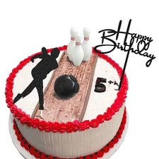 6PCS Bowling Cake Topper - Birthday Decoration with Bowling Players for Themed