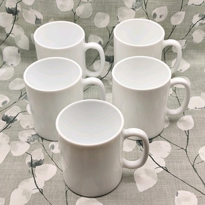 Arcopal France Vintage Milchglas Tassen Set X5 schlicht weiß ARC FRANCE Retro sehr guter Zustand