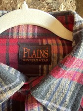 Plains Western Wear Mens M Plaid Flannel Snap...