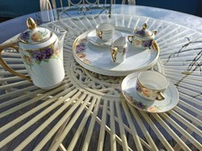 Mocca Service Porzellan vollständig, Beyer und Bock, Tablett 25 cm ¤ 