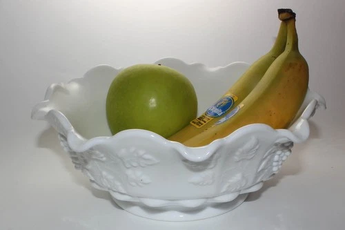 Westmoreland Glass Company White Milk Glass Bowl Paneled Grape 9.5 inches