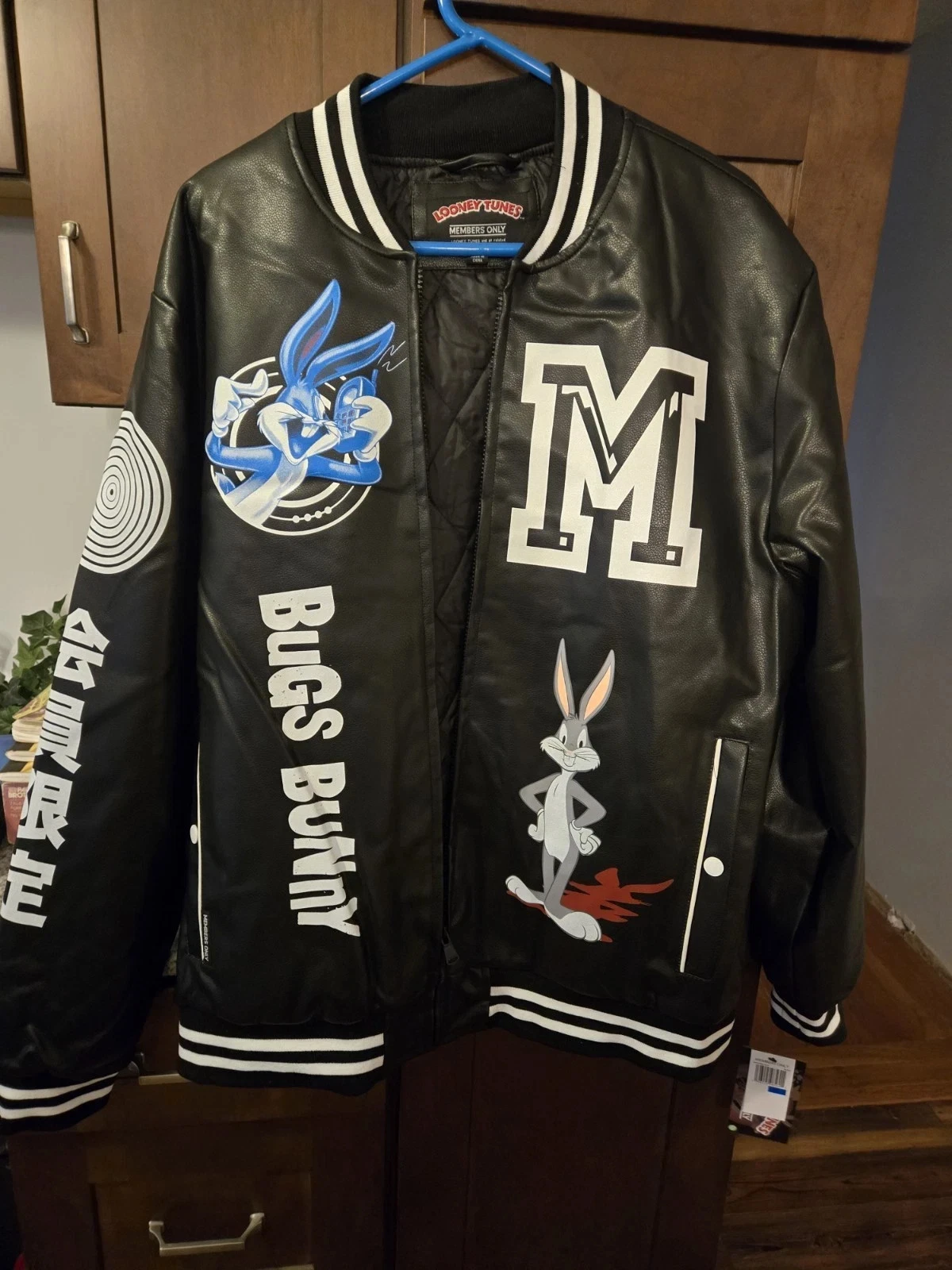 Jacket Black Varsity Bomber Members Only Small Looney Tunes Bugs Bunny NWT MO