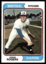 1974 Topps Steve Rogers Rookie Montreal Expos #169 EXCELLENT+ Actual card scan. rookie card picture