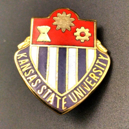 Kansas State University KSU Shield Enamel Lapel Pin Gold Purple White Red Double